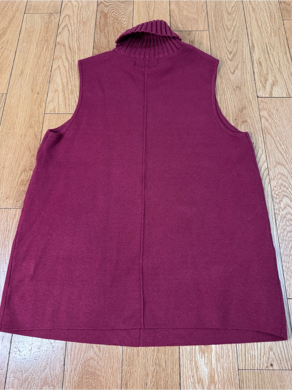 Marled Sleeveless Knit Turtleneck in Raspberry - Picture 10 of 11